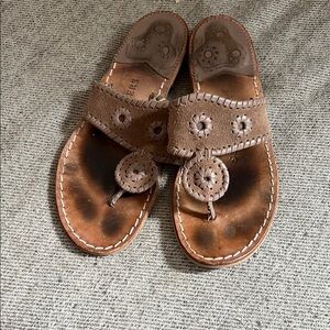 Jack Rogers Brown Leather Sandals with Medallion